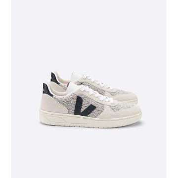 White/Black Men's Veja V-10 FLANNEL Sneakers | AU 334JPQ